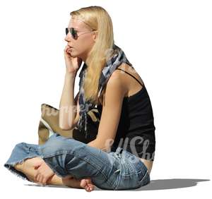 cut out woman sitting on the ground