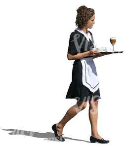 cut out waitress carrying a tray