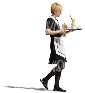 cut out waitress carrying a tray