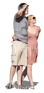 cut out couple standing and looking at smth