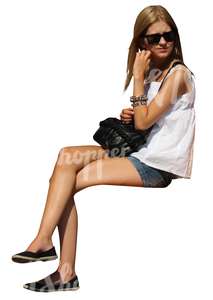 cut out woman sitting in summer