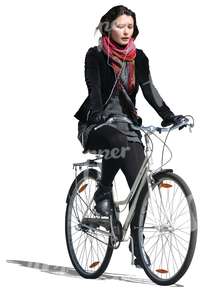 cut out woman riding a bike