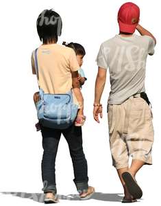 three asian children walking