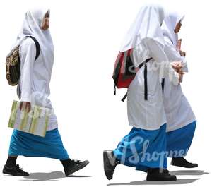 cut out muslim schoolgirls walking