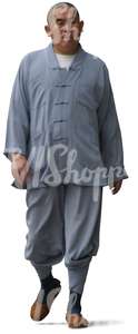 cut out asian man in ethnic clothes walking