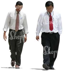 two Asian  businessmen walking