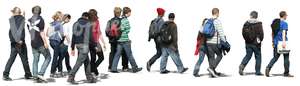 cut out group of teenagers walking