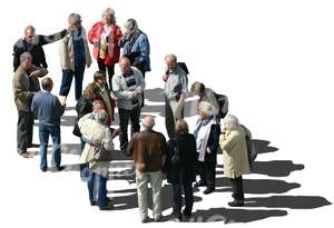 cut out group of people seen from above