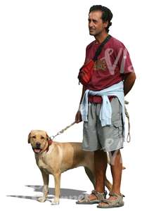 man standing with a dog