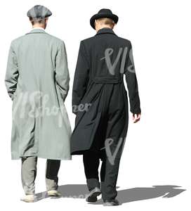 two men in retro style coats walking
