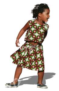 black girl in a dress playing