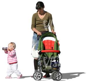 woman walking with her small child