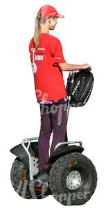 woman riding a segway