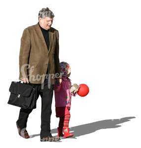 father and daughter walking hand in hand
