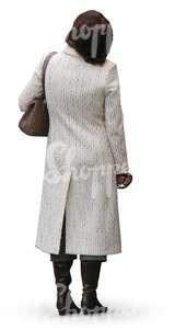 cut out woman in a white spring coat