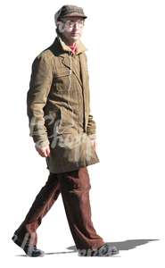 man walking and listening to music