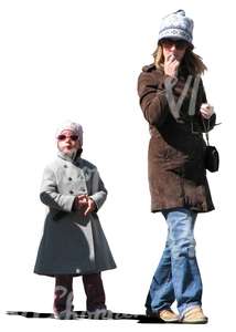 mother and daughter with sunglasses walking