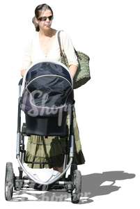 woman pushing a baby carriage