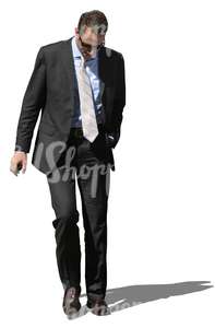 businessman in a black suit walking