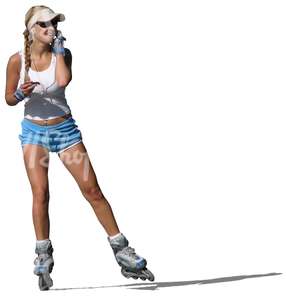woman in shorts roller skating