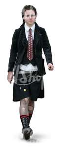 woman in a punk style outfit walking