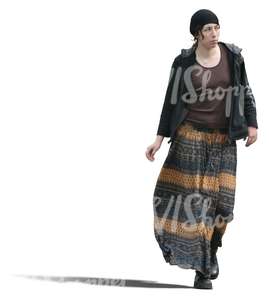 woman in a long skirt walking