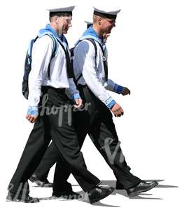 three sailors walking