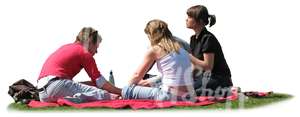 three people having a picnic