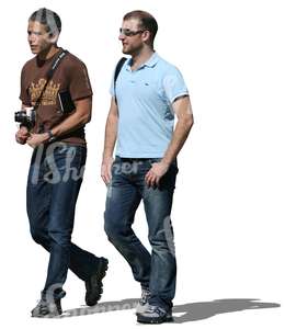 two men with a camera walking