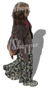 woman walking seen from above