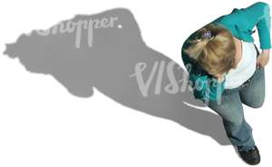 woman talking on the phone seen from above