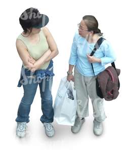 two asian women standing seen from above