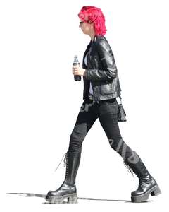 red-haired woman walking