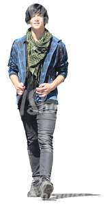 teenage boy in rock style outfit walking