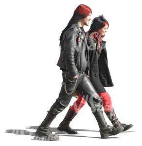 couple in punk style clothing walking