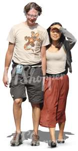 asian woman and man walking hand in hand