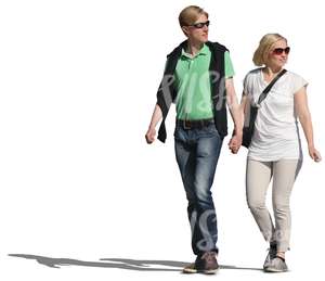 man and woman walking hand in hand