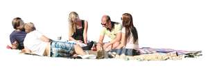 group of five people having a picnic