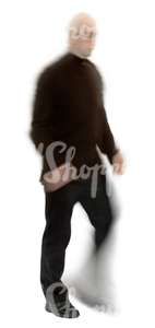 motion blur image of a man in black