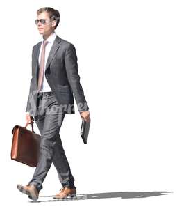 young businessman with a briefcase and a tablet