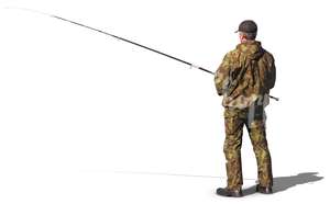 man fishing in camouflage clothing