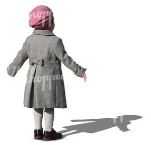 young girl in a grey coat and pink beret