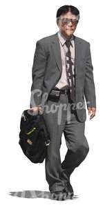 asian businessman with sunglasses and a briefcase