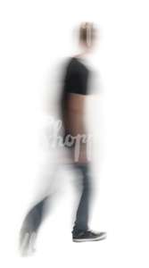 motion blur image of a young man from back