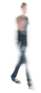motion blur image of a young man walking