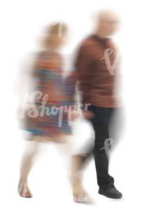 motion blur image of a couple walking