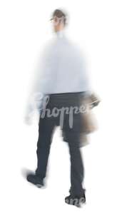 motion blur image of a man walking