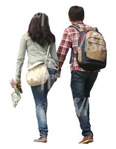 asian couple walking hand in hand