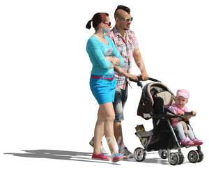 family with a baby carriage