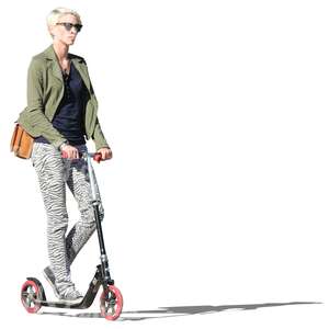 woman riding a scooter